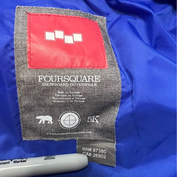 Foursquare blue multi-striped hooded snowboarding jacket size XL. - Picture 8 of 15